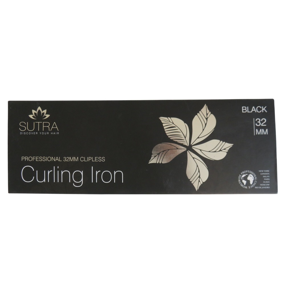 Sutra Professional 32mm Clipless Curling Iron Black Hair‎ Styler Wand